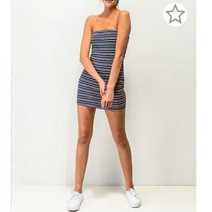 Blue stripe tube dress